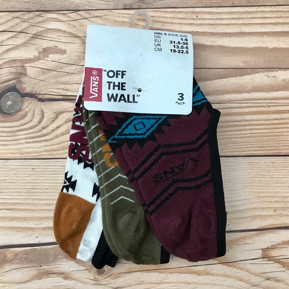 Vans Off The Wall 3 Pairs No Show Socks/Footies - Picture 3 of 12